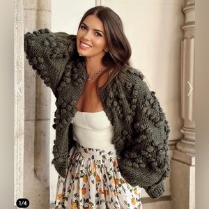 Chicwish Knit Your Love Cardigan Army Green